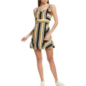 Parker Yellow, Black & White Striped Mini Dress